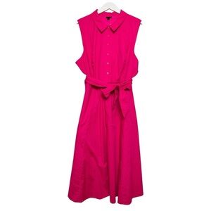 NWT Torrid Pink Peacock Midi Poplin Collared Sleeveless Shirtdress Size 3X/22-24